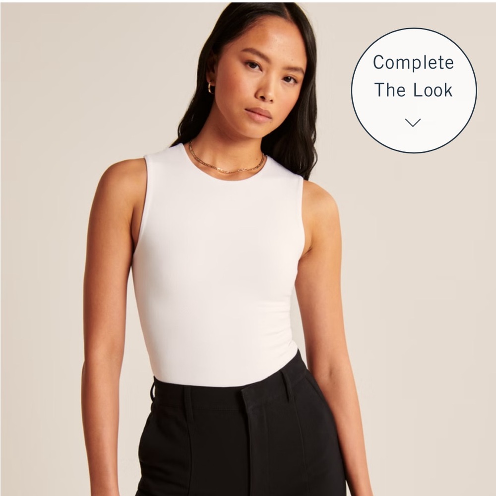 Abercrombie & Fitch Cotton Seamless Fabric Crew Tank Bodysuit
